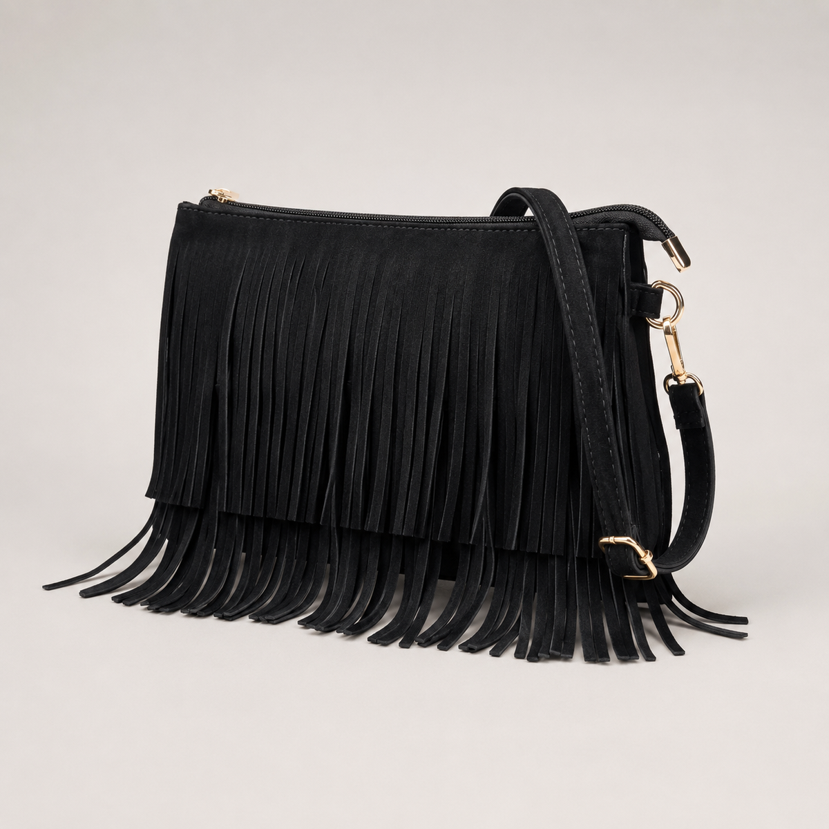 Fringe crossbody bag angled view