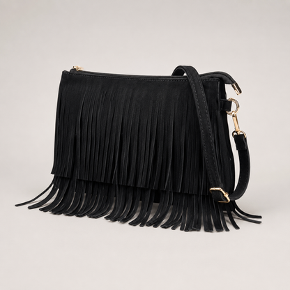 Fringe crossbody bag angled view